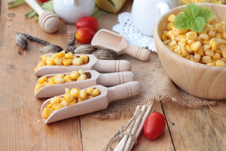 Corn milk and fresh sweet corn juice deliciousの写真素材