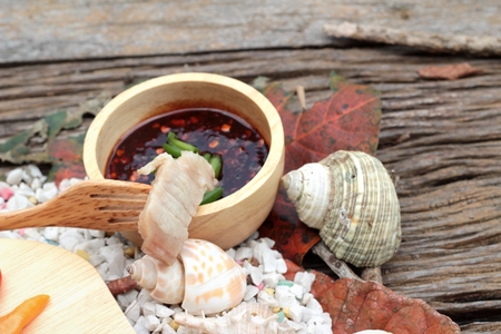 Pork belly boiled spicy sauceの写真素材