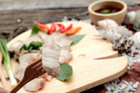 Pork belly boiled spicy sauceの写真素材