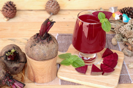 Fresh juicy beetroot and juice