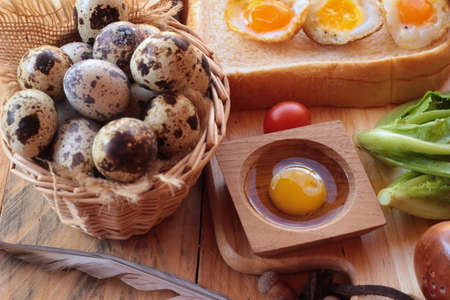 Quail eggs and fried quail eggs of deliciousの写真素材