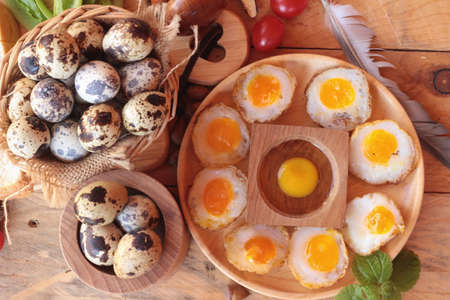 Quail eggs and fried quail eggs of deliciousの写真素材