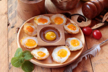 Quail eggs and fried quail eggs of deliciousの写真素材
