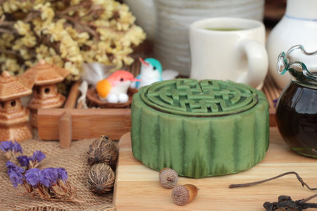 Festival moon cake - china dessert with green tea