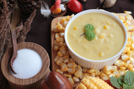 Corn cream soup and sweet corn delicious