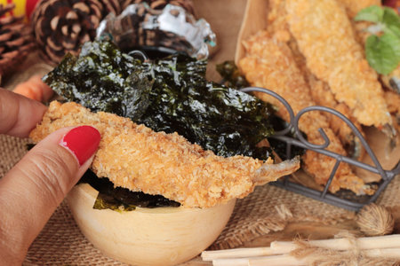 shishamo fried with sause is a deliciousの写真素材