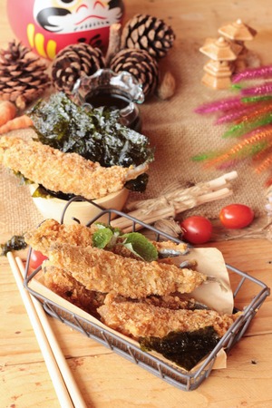 shishamo fried with sause is a deliciousの写真素材