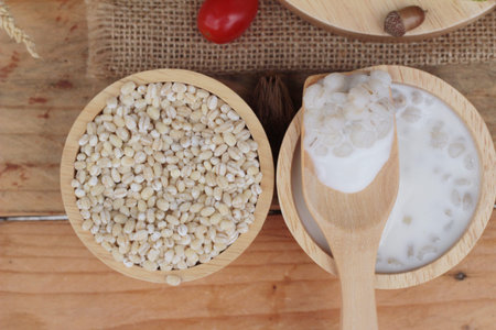 Milk and cooked barley for health delicious