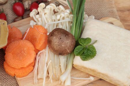 Making Korean tofu soup deliciousの写真素材