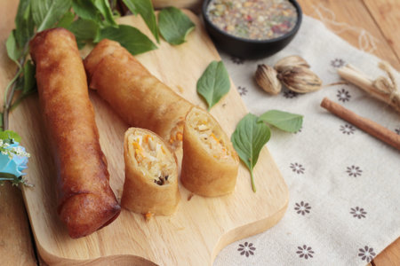 Fried spring rolls traditional for appetizer food
