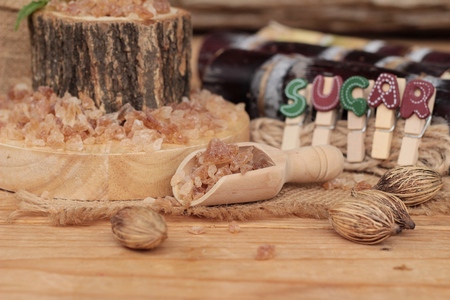 Cane sugar and fresh cane from natureの写真素材