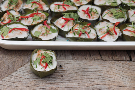 steamed fish with curry paste is deliciousの写真素材