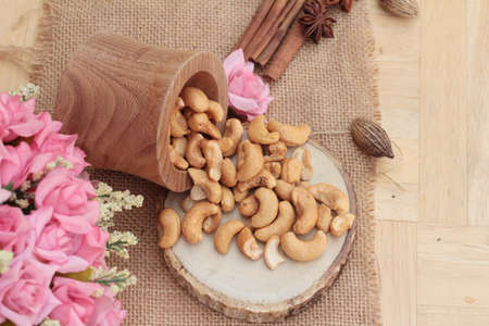 Roast cashew nuts with salt is deliciousの写真素材