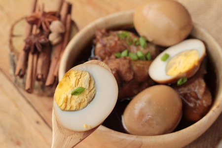 Stewed eggs with chicken chinese food deliciousの写真素材