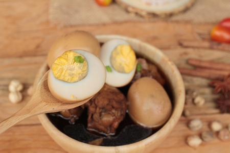 Stewed eggs with chicken chinese food deliciousの写真素材