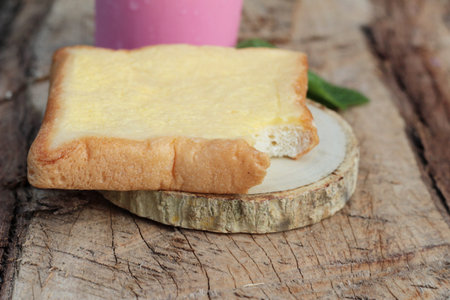 Strawberry milk and bread butter is delicious