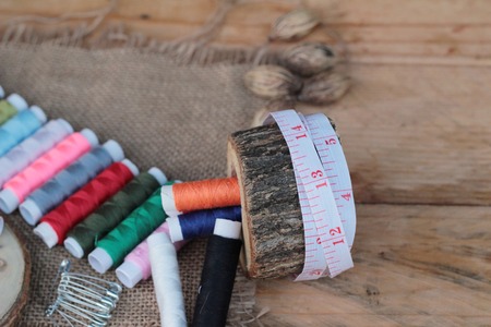 Sewing Supplies ,scissors thread with and scissorsの写真素材