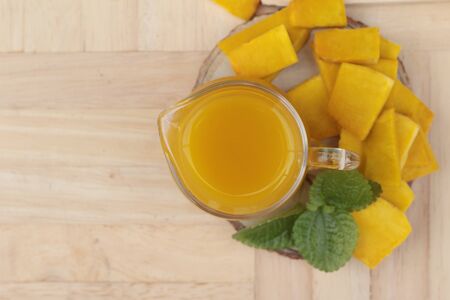 Pumpkin juice tasty and  fresh pumpkin slicedの写真素材