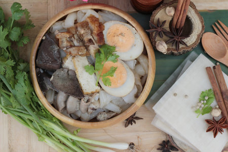 Noodle roll soup with pork ,chinese food