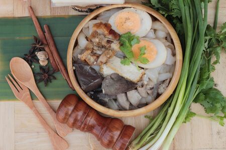 Noodle roll soup with pork ,chinese foodの写真素材