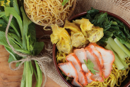Egg noodles with pork and dumpling is delicious