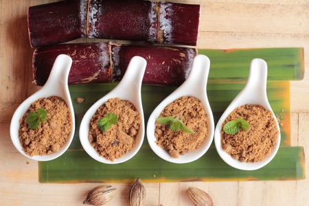 Brown sugar with natural sweet and caneの写真素材