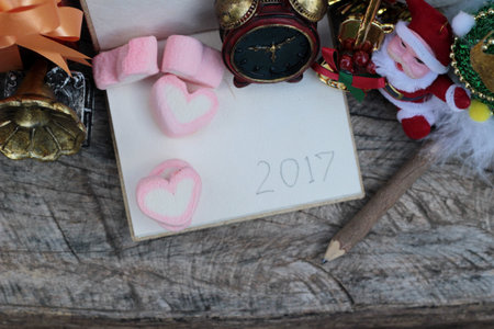 Celebrate Christmas decoration with pink heart marshmallow