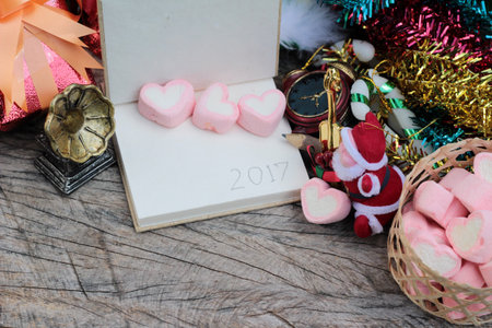 Celebrate Christmas decoration with pink heart marshmallow