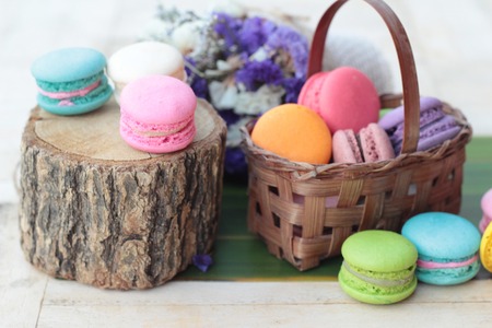 French dessert macaroons with colorful is deliciousの写真素材