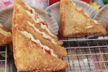 Fries sandwiches topped with mayonnaise is delicious