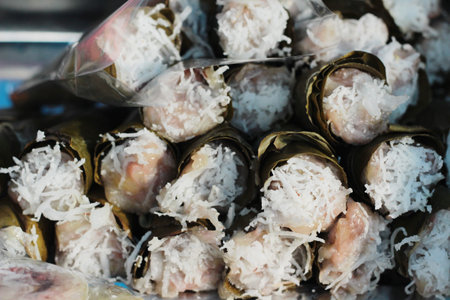 sticky rice with coconut is delicious , Thai dessert