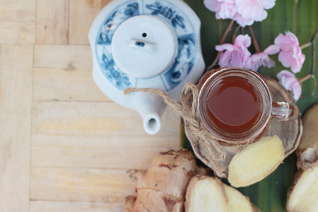 Ginger tea with fresh ginger sliced delicious