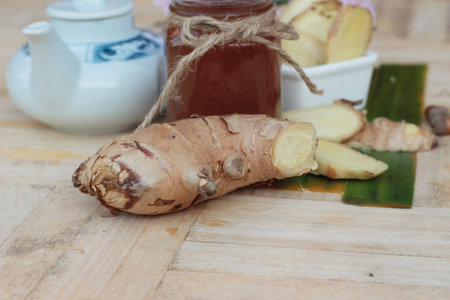 Ginger tea with fresh ginger sliced delicious