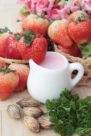 strawberry milk is delicious and fresh strawberryの写真素材