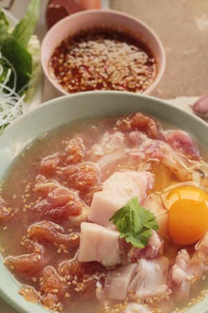 Pork grill on hot coals , Korean BBQ style.の写真素材