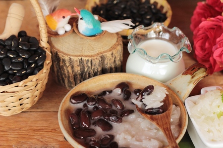Black bean in coconut milk with glutinous riceの写真素材