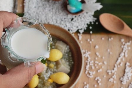 Sago dessert with coconut milk ,Thai dessertの写真素材