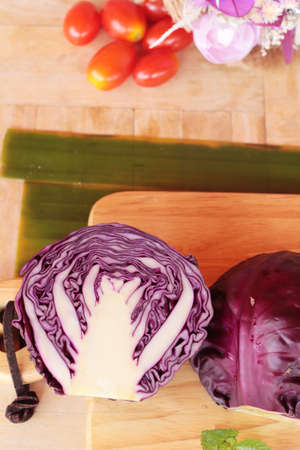Fresh purple cabbage for cookingの写真素材