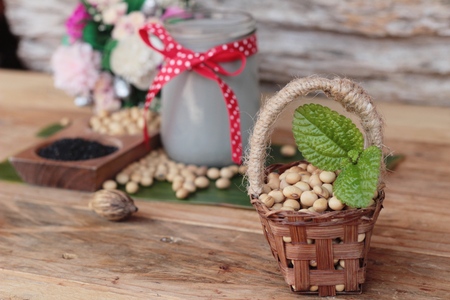 Soy bean milk mix black sesame deliciousの写真素材