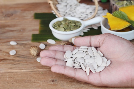 Pumpkin seeds roasted and peeled pumpkin seedsの写真素材