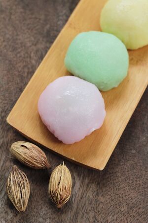 Daifuku Mochi Japanese dessert with black sesameの写真素材