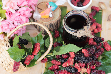 Mulberry juice and fresh mulberry is tasty