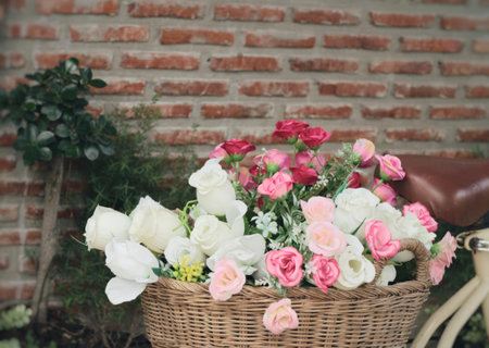 Beautiful vintage roses of artificial flowersの写真素材