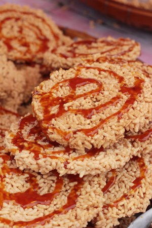 Sticky rice with sugar ,asia food styleの写真素材