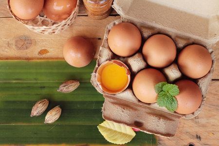 Eggs in the panel for the cooking