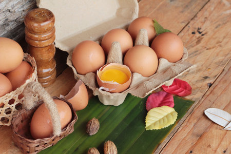 Eggs in the panel for the cooking
