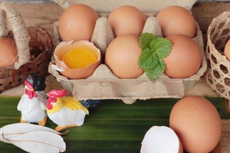 Eggs in the panel for the cooking