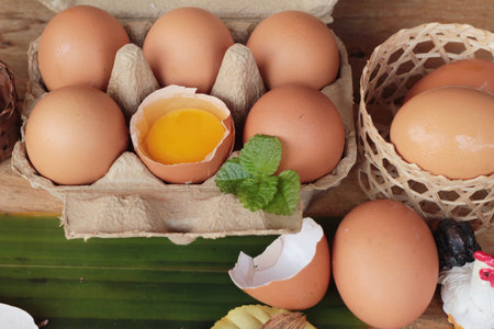 Eggs in the panel for the cooking