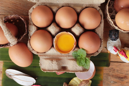 Eggs in the panel for the cooking
