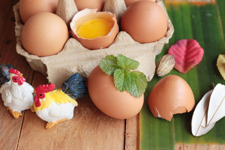 Eggs in the panel for the cooking